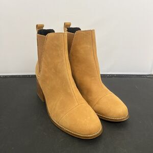 Tom’s Esme Suede Elastic Side Tan Brown Ankle Boots Women’s Size 7.5M Charity FS